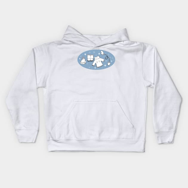 Winter weather snow lover cartoon illustration Kids Hoodie by Angel Dawn Design